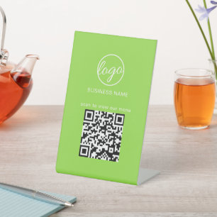 Signe De Table Logo d'entreprise Neon Green Restaurant Menu QR Co