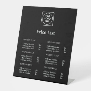 Signe De Table Logo d'entreprise noir Affichage de liste de pri