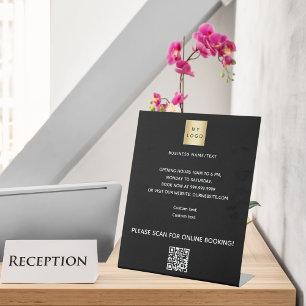 Signe De Table Logo d'entreprise noire code qr réservation en lig