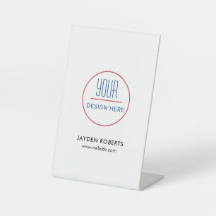 Signe De Table Logo d'entreprise Pedestal blanc moderne minimal