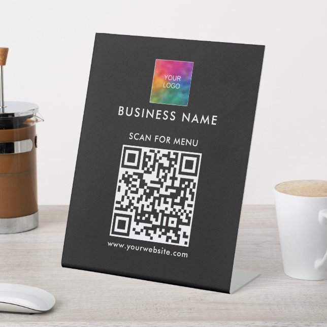 Signe De Table Logo d'entreprise QR Code Ici Rechercher le menu N (In SItu)