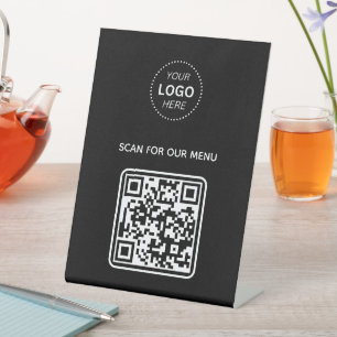 Signe De Table Logo d'entreprise QR Code Scan for Menu Pedestal S