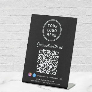 Signe De Table Logo d'entreprise QR Code Se Connecter Avec La Tab