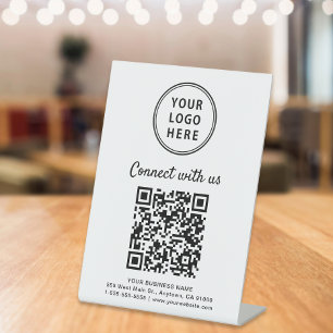 Signe De Table Logo d'entreprise QR Code Se Connecter Avec La Tab