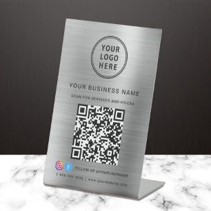 Signe De Table Logo d'entreprise Scannez-moi Code QR Réseaux soci