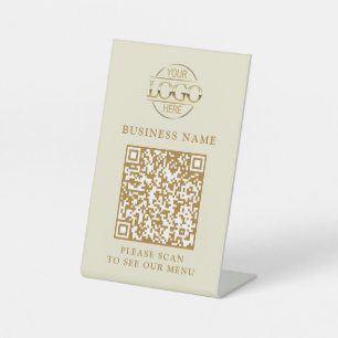 Signe De Table Logo d'entreprise simple Code QR Menu sans contact