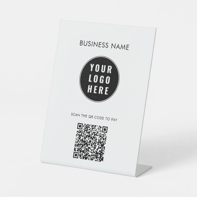 Signe De Table Logo d'entreprise simple Code QR moderne personnal (Recto)