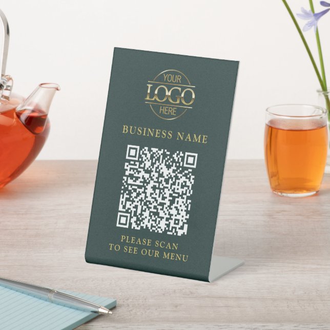 Signe De Table Logo d'entreprise simple QR Code Menu Sans contact (In SItu)