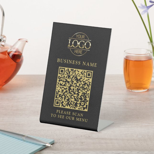 Signe De Table Logo d'entreprise simple QR Code Menu Sans Contact (In SItu)