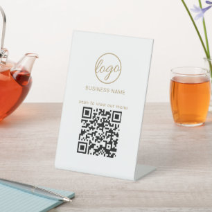 Signe De Table Logo d'entreprise simple QR Code Restuarant Menu G