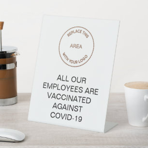 Signe De Table Logo d'entreprise Tous les employés vaccinés Noir