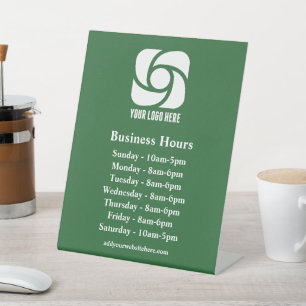 Signe De Table Logo d'entreprise verte Heures d'ouverture personn