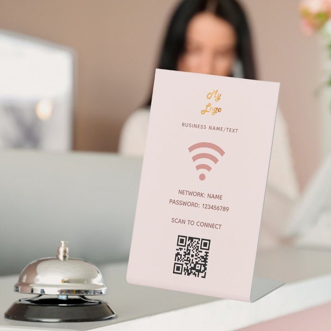 Signe De Table Logo d'entreprise Wifi qr code scan pour connecter (Créateur téléchargé)