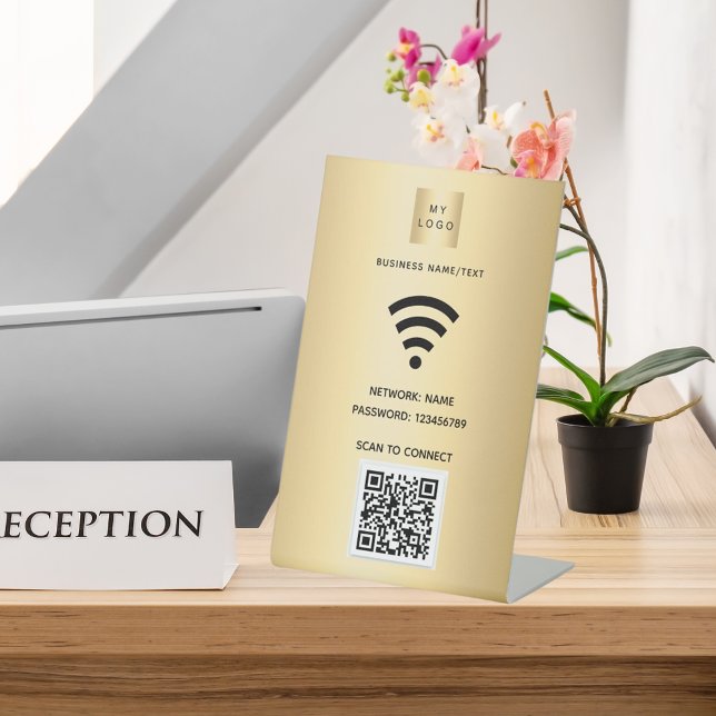 Signe De Table Logo d'entreprise Wifi qr code scan pour connecter (Créateur téléchargé)