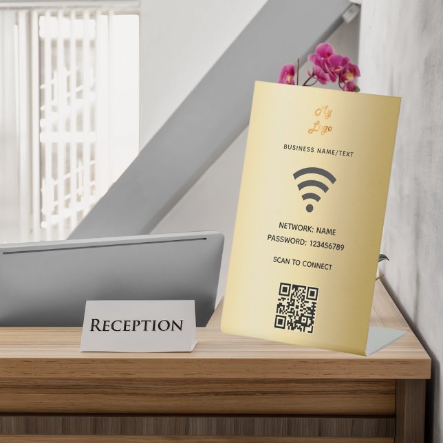Signe De Table Logo d'entreprise Wifi qr code scan pour connecter (Créateur téléchargé)