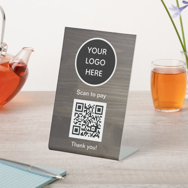 Signe De Table Logo du code QR Black Business Scan me Website (In SItu)
