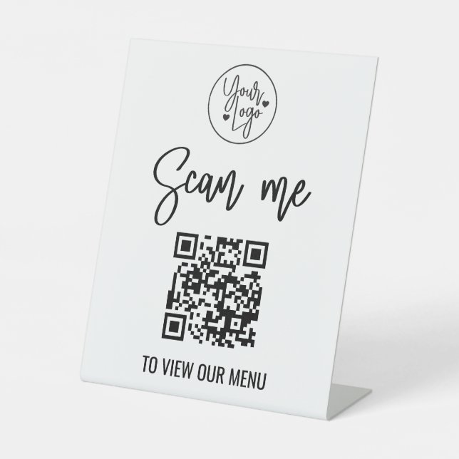 Signe De Table Logo du menu du code QR moderne sans contact (Recto)