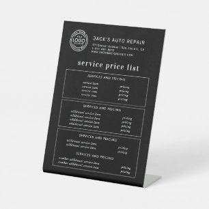 Signe De Table Logo Minimaliste Moderne Tarifs Entreprise Menu