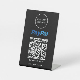 Signe De Table Logo minimaliste noir PayPal Scanner pour payer