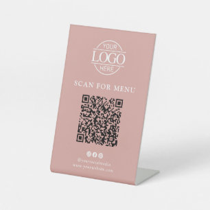 Signe De Table Logo Moderne d'Entreprise Code QR de Menu Sans Con