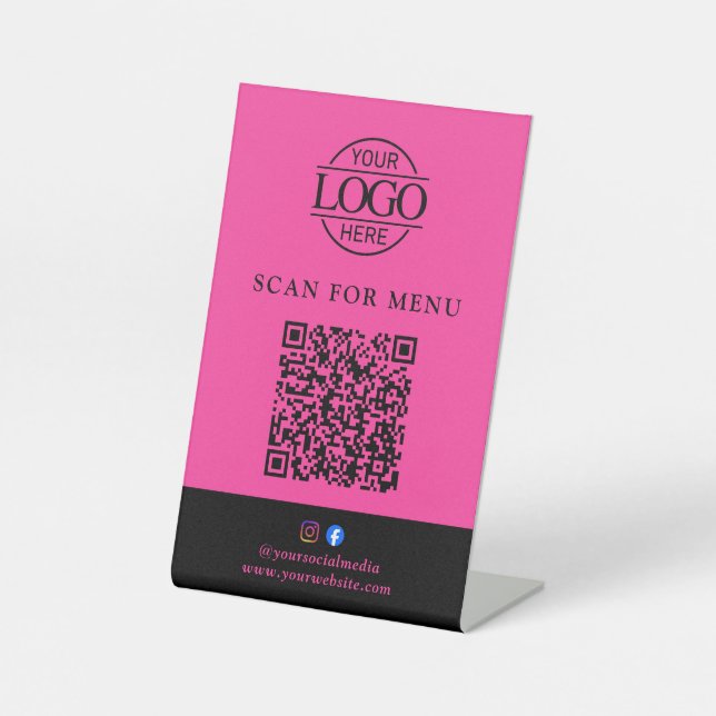 Signe De Table Logo Moderne d'Entreprise Menu QR Code sans Contac (Recto)