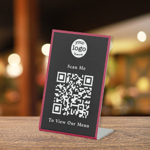 Signe De Table Logo noir et blanc Bourgogne QR Code Restaurant
