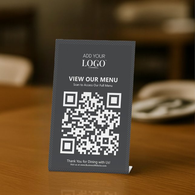 Signe De Table Logo noir et blanc du restaurant Qr Code sans cont (Créateur téléchargé)