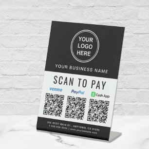 Signe De Table Logo Paypal Venmo CashApp Codes QR de paiement par