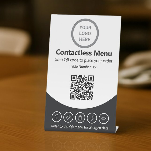 Signe De Table Logo Personnalisé Allergy QR Code Contactless Menu (Créateur téléchargé)