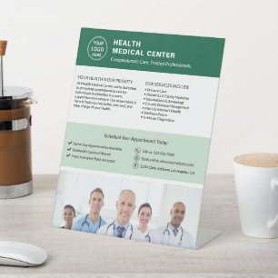 Signe De Table Logo Photo QR Clinique de santé Médecin Vert