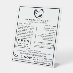 Signe De Table Logo pour dents noir et blanc Dentistère, Advert p