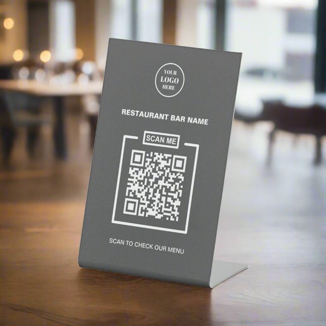 Signe De Table Logo professionnel personnalisé QR Code Clean Grey (Créateur téléchargé)