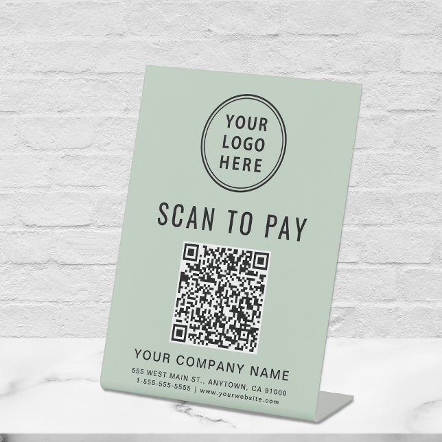 Signe De Table Logo Scan to Pay Code QR Sage (Créateur téléchargé)