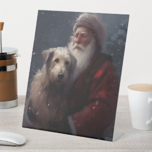 Signe De Table Louveteau avec le Père Noël Festif de Noël