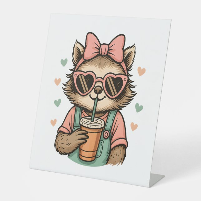 Signe De Table Louveur de café Sloth Girl (Recto)
