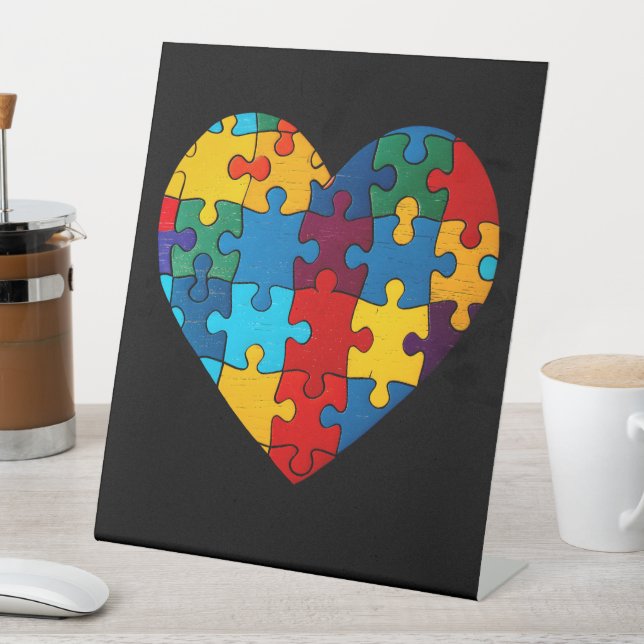 Signe De Table Love Heart Puzzle Sensibilisation sur l'autisme d' (In SItu)