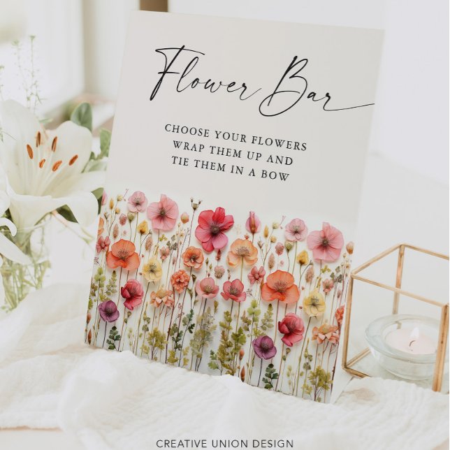 Signe De Table Love In Bloom Fête des mariées Flower Bar Sign (Créateur téléchargé)