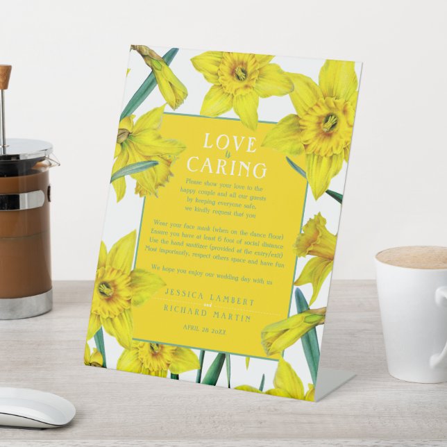 Signe De Table Love is caring yellow spring wedding health peche (In SItu)