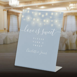 Signe De Table Love Is Sweet Guirlande Lumineuse Bleu Poussiéreux