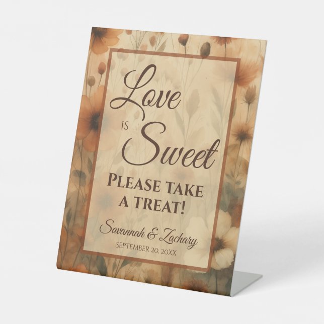 Signe De Table Love is Sweet Sienna Boho Floral Wedding Treat (Recto)