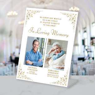 Signe De Table Love Memory 2 Photo Gold Vintage Foliage Mariage