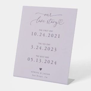 Signe De Table Love Story Heart Script Purple Mariage Timeline
