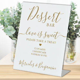 Signe De Table Love Sweet Personnalisé Gold Mariage Dessert Bar