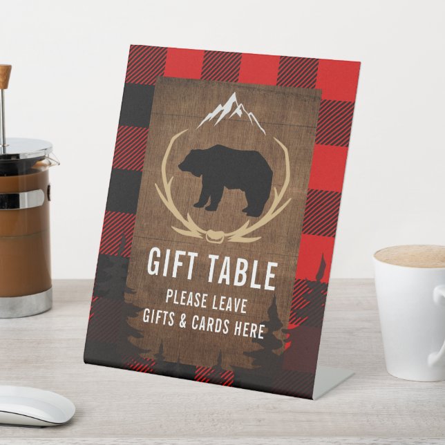 Signe De Table Lumberjack Anniversaire Bois Plaid Tableau Cadeau  (In SItu)