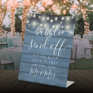 Signe De Table Lumières de Chaîne d'Envoi de Bulle en Bois Rustiq