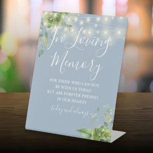 Signe De Table Lumières de verdure de mémoire affectueuse Mariage