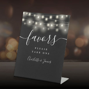 Signe De Table Lumières Guirlandes Mariage Noir Et Blanc Favors T