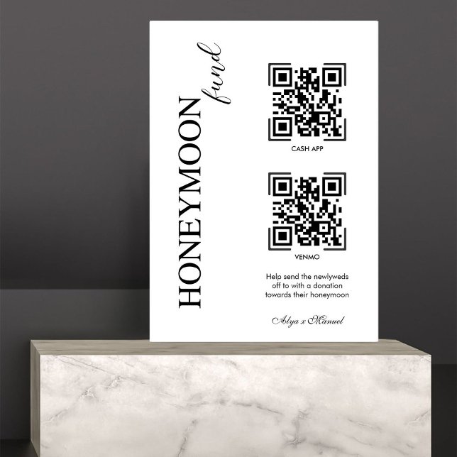 Signe De Table Lune de miel Elegance Fund Modern Cash Code QR Mar (Créateur téléchargé)