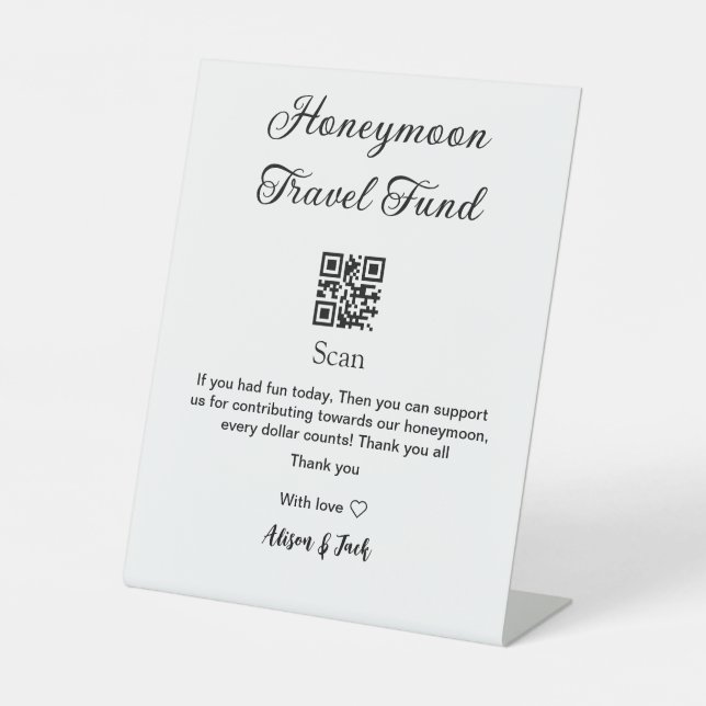 Signe De Table Lune de miel numérisation de fonds QR nom de code (Recto)