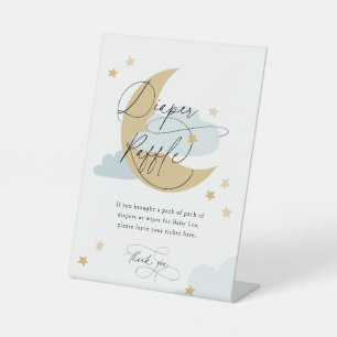 Signe De Table Lune et étoiles Refoulage Signal Baby shower bleu